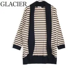 ボーダーカーディガン (M) 七分袖 羽織り 体型カバー カジュアルのサムネイル
