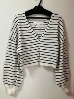 who'swhoChico ボーダークロップドカーディガン