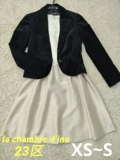 卒業式入学式セレモニー♡ine黒ベルベットジャケット&23区ワンピースセット　S