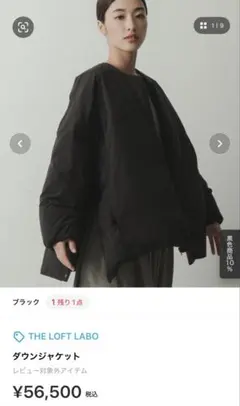 THE LOFT LABO ノーカラーブラックダウンジャケット