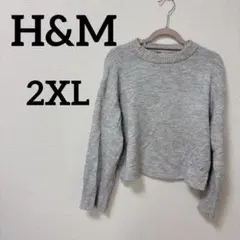 H&M グレー 長袖セーター XXL ショート丈　無地　ドロップショルダー