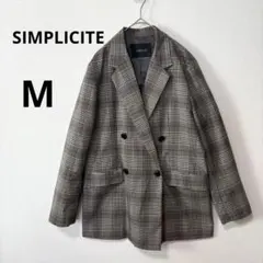 美品 シンプリシテェ ダブルボタン チェック テーラードジャケット
