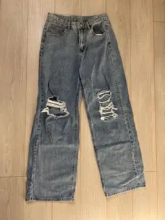 Dazy ダメージ加工 ストレートデニム L