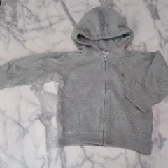 キッズ　baby GAP　グレー フード付きジップアップパーカー