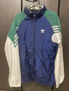 adidas　ナイロンジャケット　ブルー　トレフォイルロゴ　スケボー