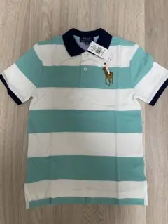 新品タグ付 ポロラルフローレン 水色ポロシャツ M (10-12) 150男の子