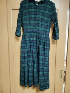 レトロ　ハンドメイド　チェック　ワンピース