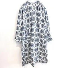 【ヴィンテージ】【F】60s-70s レトロ 総柄 ロングワンピース 幾何学模様