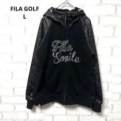 FILA GOLF 裏フリース 裏起毛　ジップジャケット　パーカー　黒　L