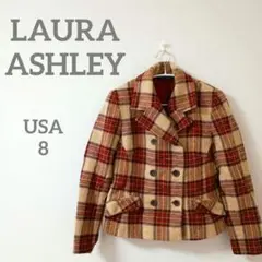 アウター コート LAURA ASHLEY チェック柄 ウール ピーコート 秋冬