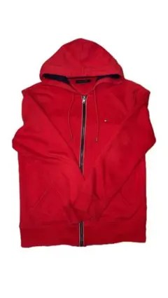 TOMMY HILFIGER ジップアップパーカー レッド Mサイズ 無地