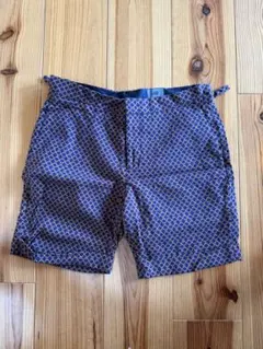 H&M 総柄 ショートパンツ ネイビー×オレンジ 50