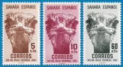 3302 スペイン領サハラ スタンプデー ダチョウ 3種完 1952年