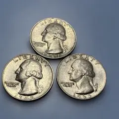 アメリカ銀貨1964年 クォーターダラー25セント 2枚セット 銀900 - メルカリ