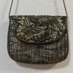 ヴィンテージバッグ ビーズ刺繍 蝶モチーフ パーティーバッグ