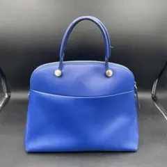 フルラ パイパーM 2way ネイビーレザー チャーム バッグ