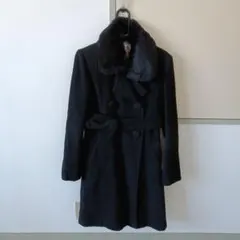 ブラックウール混合ロングコート