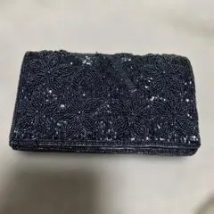 ビーズ装飾 グレー系クラッチバッグ