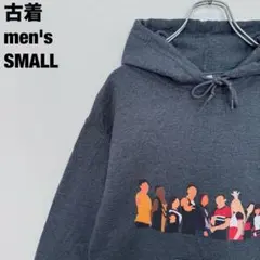 古着 GILDAN ギルダン パーカー People プリント 濃灰 グレー S