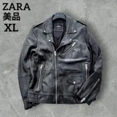 【美品】ZARA　ザラ　ダブルライダース　本革　特大　XL　黒　シープレザー