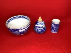 茶道具 三点セット　祥瑞 山水 昭阿彌 （茶碗・振出・茶巾筒）【新品未使用】