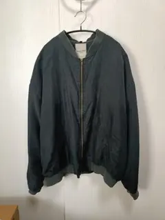 ダークグリーン ブルゾン　シルク　古着　ビンテージ　メンズ