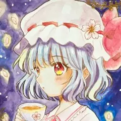 な*お様 手描きイラスト 東方project レミリア・スカーレット 水彩 色紙