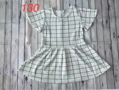 MPS. 半袖チェック　ホワイトワンピース　サイズ130