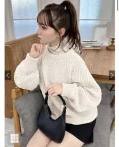 【GRL】ボリュームスリーブニットトップス アイボリー[an1208]