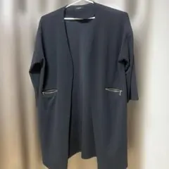 黒のノーカラージャケット　4L