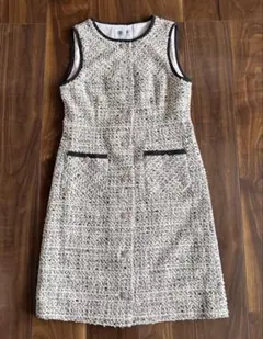 AUSTIN REED ノースリーブワンピース　ツイード生地　ビジューボタン