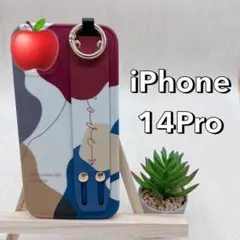 【匿名配送】iPhone14Pro ケース TPU 柄ベルト付　韓国  レッド