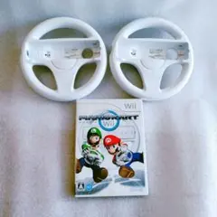 【動作確認済】マリオカートWii ソフト ＆ 純正ハンドル 2個セット　箱付き