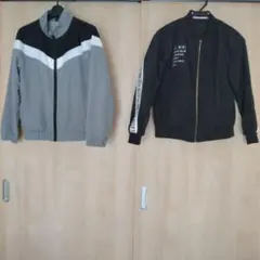 スポーティーグレーのナイロンジャケットと黒のリバーシブルジャケットセット