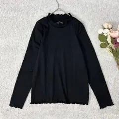 グローバルワーク　メロウヘム長袖トップス　リブ　レタスエッジ　ハイネック　ニット