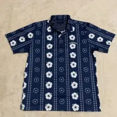 Callaway フラワーパターン 開襟タイプ 半袖ポロシャツ LLサイズ