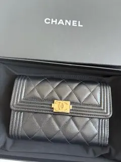 新品 CHANEL ボーイシャネル ウォレット 財布 ブラック キャビアスキン