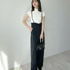 FUTIER LAND 美脚スラックスサロペット　L ブラックのサムネイル