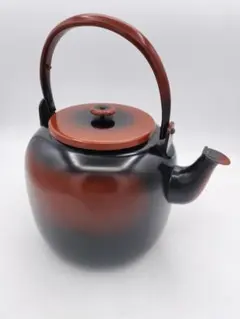 E056 腰黒薬缶 やかん 口蓋付 裏千家 稽古 茶道具 古物