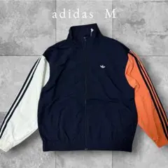 【adidas】ナイロンジャケットトレフォイルバックロゴ古着メンズMアディダス