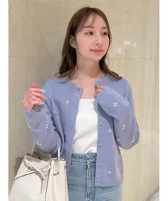 FRAY I.D フレイアイディー　マルチフラワービジューカーディガン