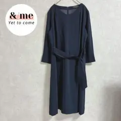 美品　リフレクト　ジョーゼットワンピース　ひざ丈　ウエストベルト　フォーマル