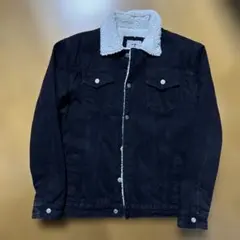 ボア襟付きブラックデニムジャケット