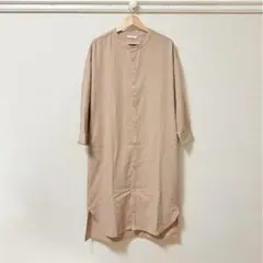 サマンサモスモス シャツワンピース バンドカラー ロングワンピース ベージュ