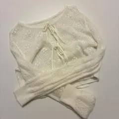 アイボリーレース編み カーディガン 長袖