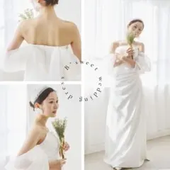 ウェディングドレス 結婚式前撮り レース オフショ ルダー
