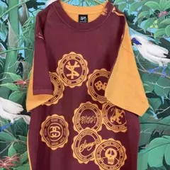 00s OldStüssy/M/WorldTourダブルレイヤー バーガンディ染