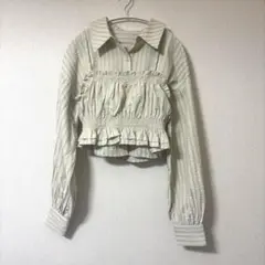 archives アルシーヴ ストライプビスチェシャツ ベージュ