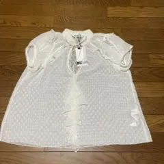 ZARA ホワイト フリル付きシースルーシャツ S