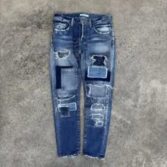 MOUSSY クラッシュリペアデニム 25 ダメージ加工 グランジ